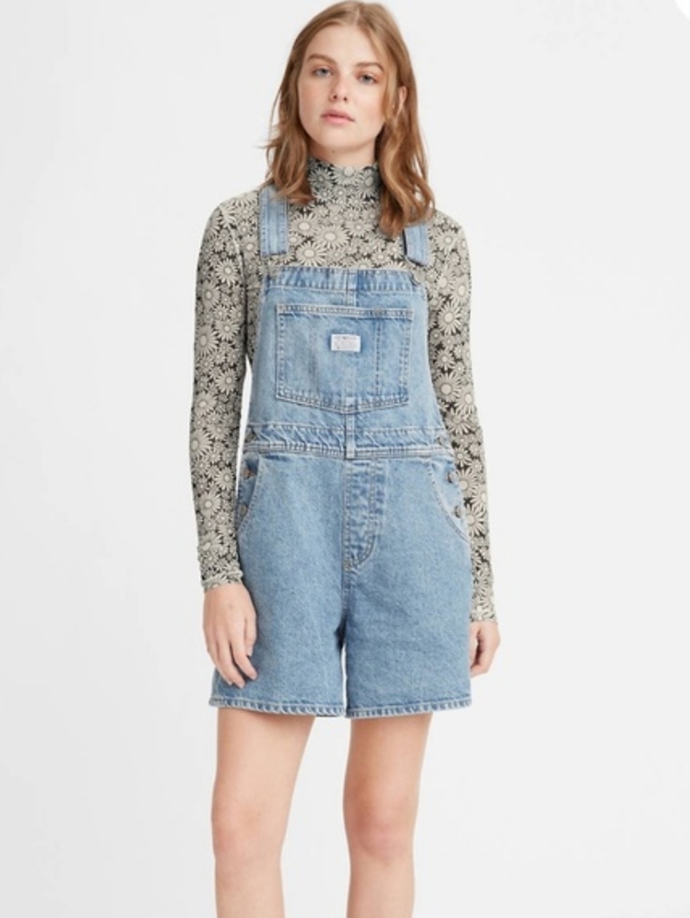 Levi's Retro Vintage Classic Cotton Light Wash Denim Shortalls Overalls XL